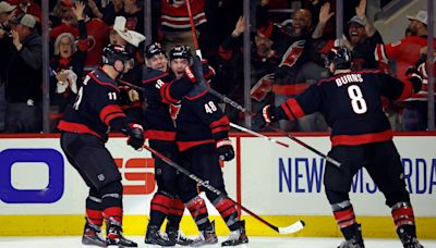 Aho, Martinook cap Hurricanes’ late rally to beat the Islanders for a 2-0 playoff series lead