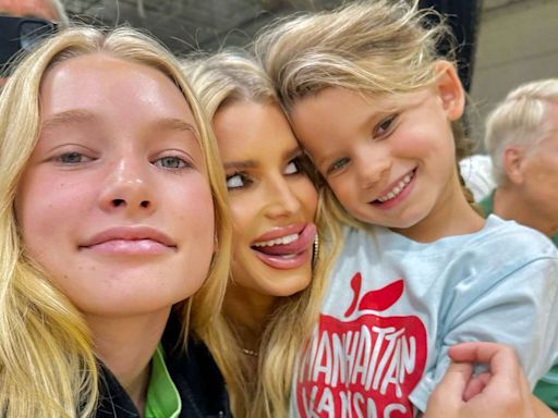 Jessica Simpson Shares Silly Snapshot Taken with Her Daughters at Her Son's Basketball Game: ‘Cheerin’ for Ace’