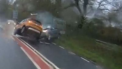 Video shows moment Surrey driver crashes after 'highly dangerous' illegal manoeuvre