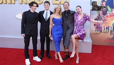 Jerry Seinfeld is joined by his wife Jessica and kids at the premiere of his featured directorial debut Unfrosted in Hollywood... after sparking fears for his health