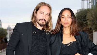 Zoe Saldana and husband Marco Perego look stylish in classic all-black as they step out together in Venice, Italy