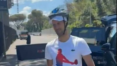Novak Djokovic dons bike helmet day after being hit in head by water bottle