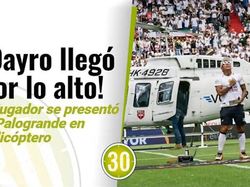 Impresionante llegada en helicóptero de Dayro Moreno al estadio Palogrande