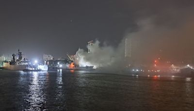 Mumbai: Indian Navy Warship INS Brahmaputra Lays Down On One Side After Catching Major Fire; Sailor Missing