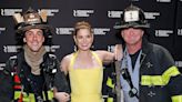 Debra Messing Poses with Firefighters After Times Square Manholes Explode amid Broadway Opening