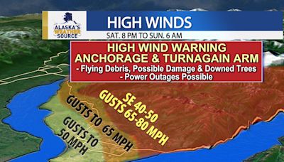 Damage-causing winds likely across Anchorage through Sunday morning