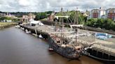 Replica of Spanish Galleon ship to leave Newcastle after being moored on the Quayside