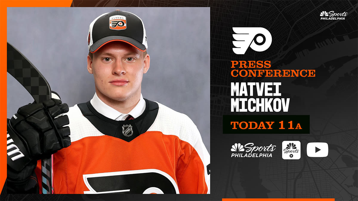 Watch Matvei Michkov's Flyers introductory press conference