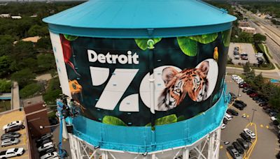 That's (almost) a wrap. Work on Detroit Zoo water tower underway