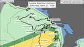 Severe weather area shows where, when damaging t-storms, isolated tornado may develop in Michigan today