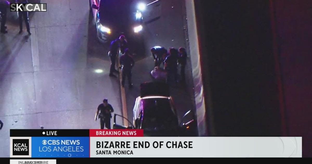 Driver in suspected DUI pursuit falls out of car on 10 Freeway in Santa Monica