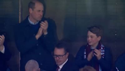 Prince George beams as he watches Aston Villa with dad William: Royal pair roar their side to victory on father-and-son bonding trip - their first family day out since the ...