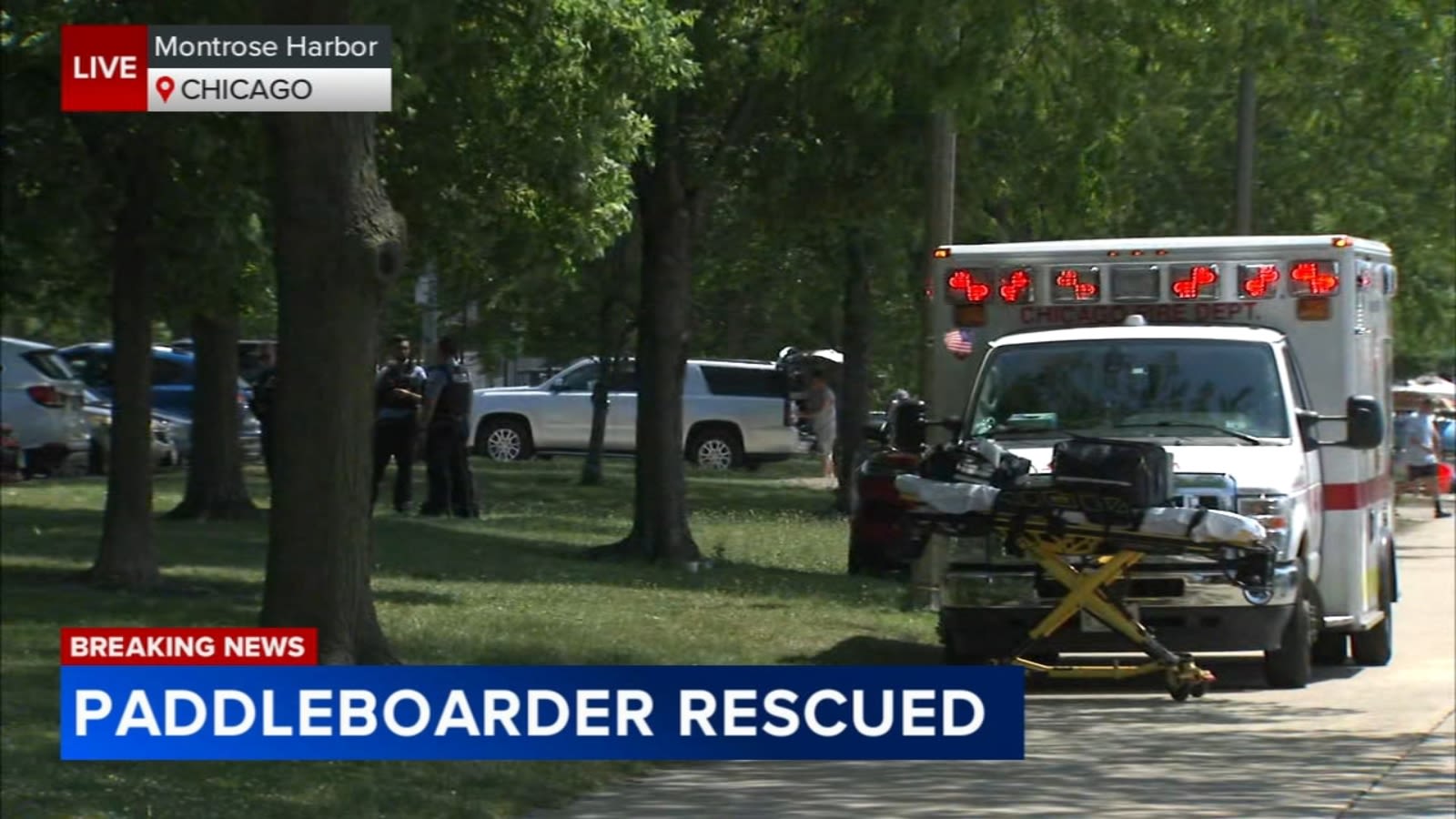 Chicago Fire responds to paddleboarder rescue at Montrose Harbor in Lake Michigan