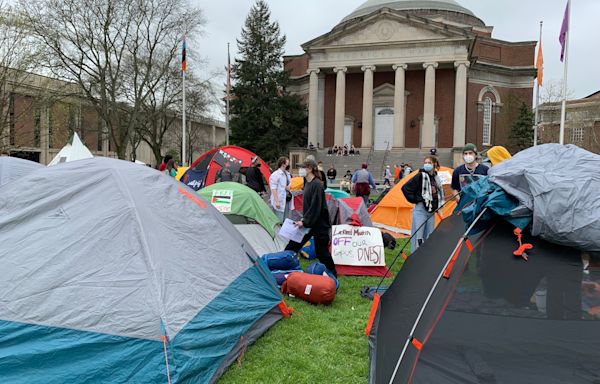 Pro-Palestinian Syracuse University students set up tents, join other college protests