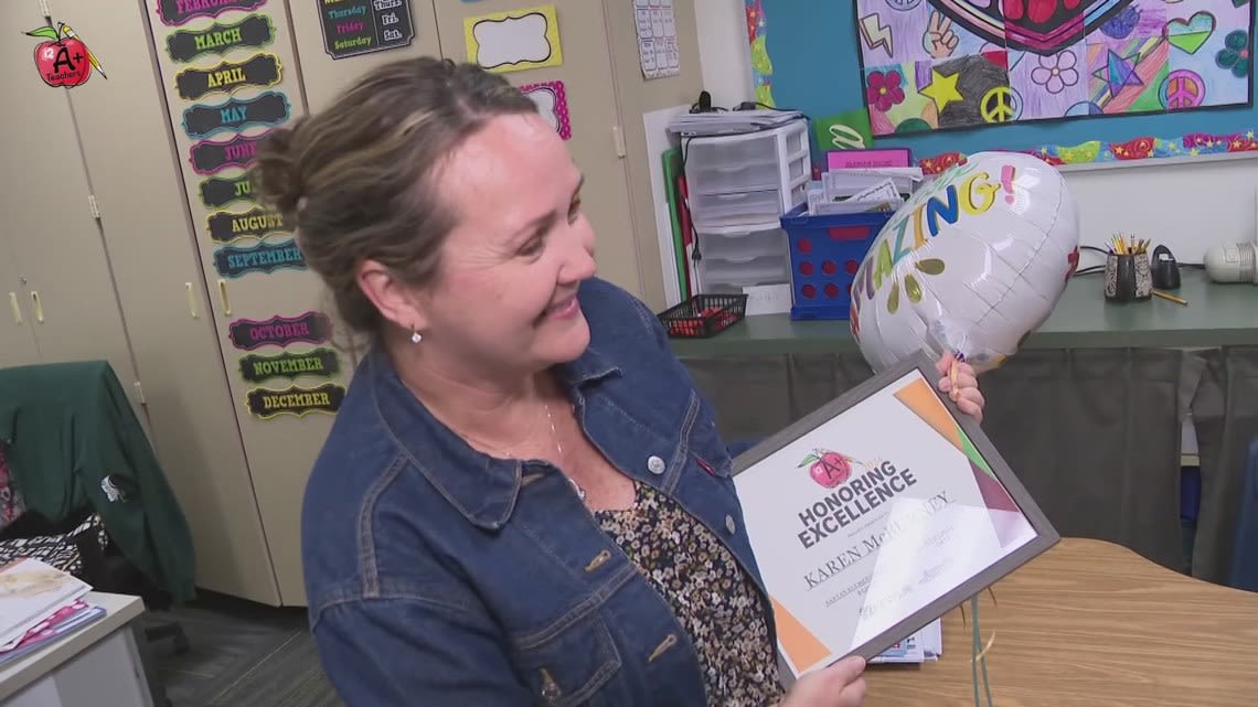 'We really hit the jackpot': Current and former students celebrate 12News' A+ Teacher, Karen McBurney from Santan Elementary