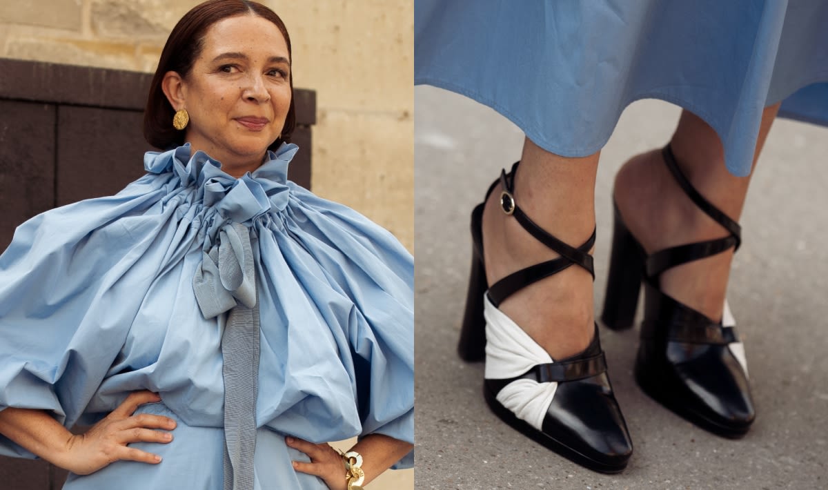 Maya Rudolph Dons Strappy Black and White Pumps at Patou Spring 2025 Show During Paris Fashion Week