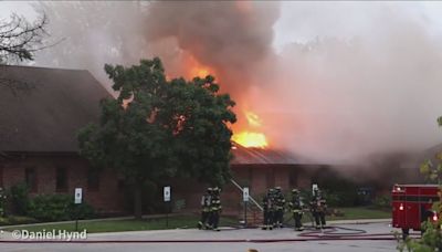 Downers Grove church roof collapses after catching fire