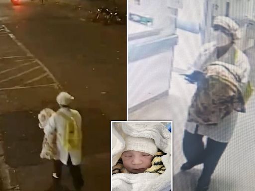 Video shows female 'doctor' leaving hospital with three-hour-old baby
