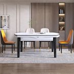 錦巢實木巖板餐桌椅組合小戶型現代簡約伸縮可折疊圓桌家用飯桌