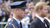 Prince William and Prince Harry Stand Side by Side During Somber Procession for the Queen