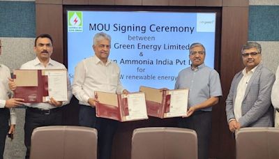 SGEL signs pact with AM Green to supply 4,500 MW of carbon-free energy for proposed Kakinada ammonia facility