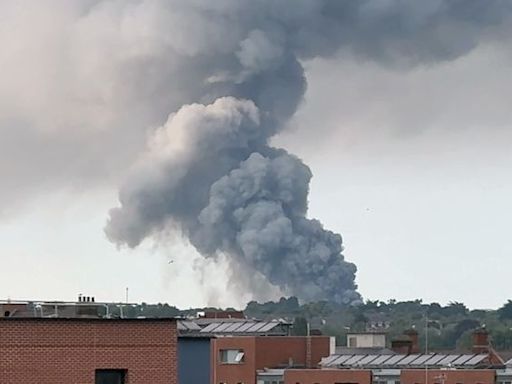 Smoke plume seen across Dublin as firefighters battle large blaze