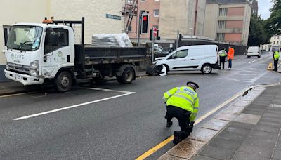 St Helier street closed after van crash