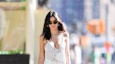 Emily Ratajkowski Pairs Her Pretty White Sundress with Candy Apple Red Soccer Shoes