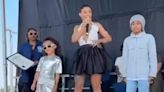 Blac Chyna appears on stage with kids Dream Kardashian and King Cairo