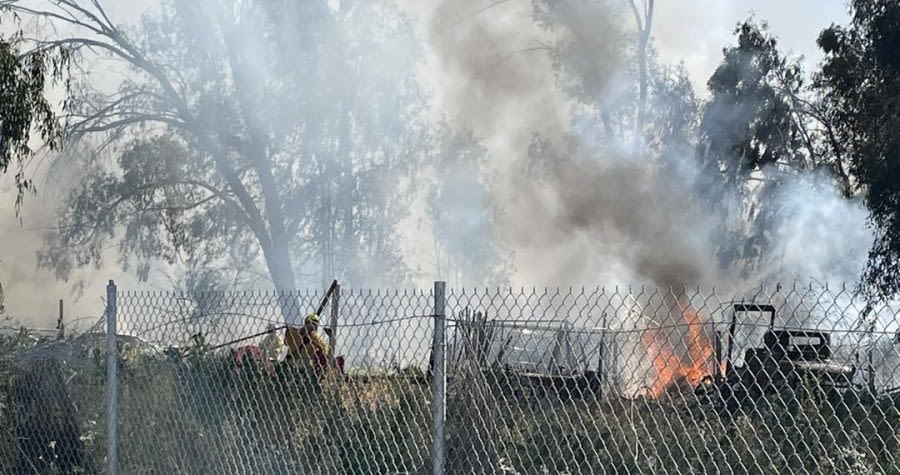 Grass fire near Lindsay causes burn injury