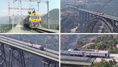 Chenab Rail Bridge: Indian Railways conducts trial run of Sangaldan-Reasi link, train passes via world’s highest steel arch rail bridge – Watch