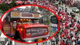 [Video] Hinchas de Santa Fe responden a los del Bucaramanga con caravana y chiva incluida