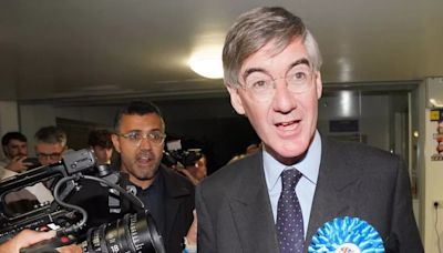 Jacob Rees-Mogg reacts after losing seat to Labour MP he unseated in 2010