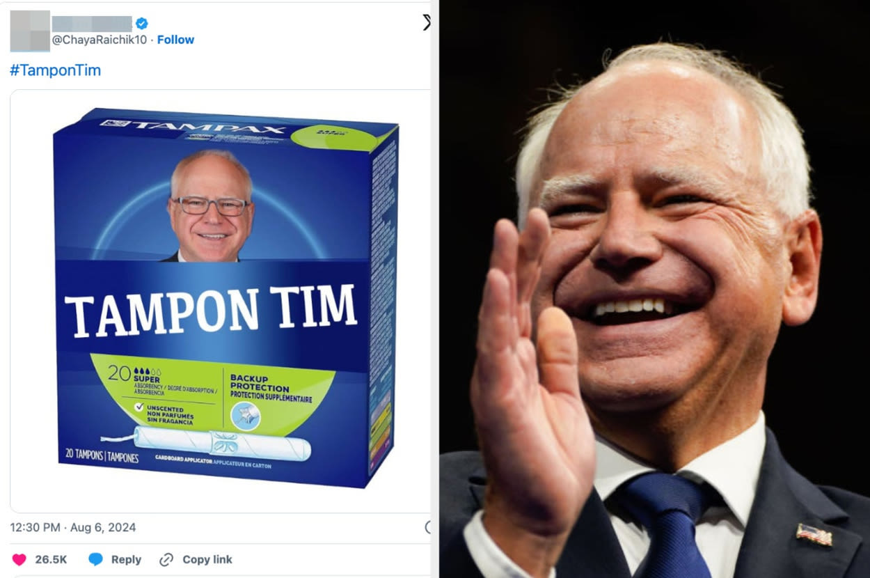 Republicans Are Calling Tim Walz "Tampon Tim," And The Backlash From Women Is Too Good Not To Share