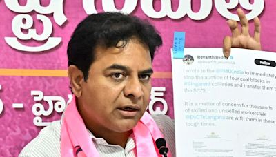 KTR dares Revanth Reddy to seek the resignations of six BRS MLAs those defected to the Congress party