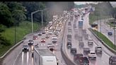 Traffic backed up on I-65 north near Arthur Street due to standing water