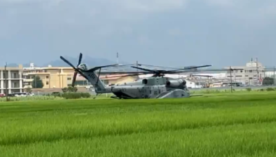 美軍直升機疑因引擎故障 迫降日本神奈川稻田