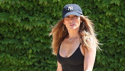 Jennifer Lopez Trades Out Her "Ben" Pendant for a Diamond Nameplate Necklace