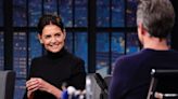 Katie Holmes Elevates Classic Turtleneck With Leather Skirt and Pumps on ‘Late Night with Seth Meyers’