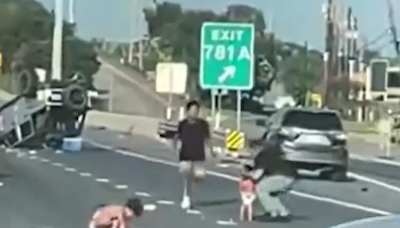 VIDEO: Toddlers walk away after being thrown from car in Texas crash