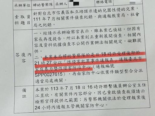 北市稱第一時間協助首例幼兒園性侵個案 林延鳳爆拖延29天才填單