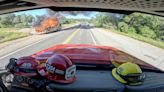 RV catches fire on Highway 12 in Nevada County