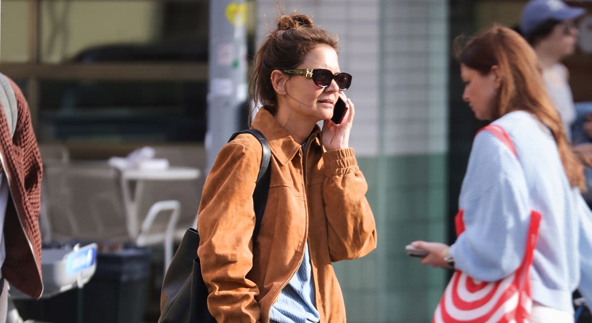 Katie Holmes Tracks Down the Ideal Light Jacket for Spring