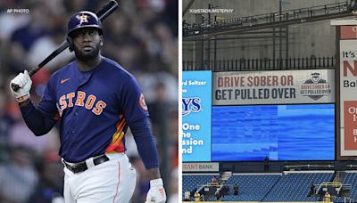 Houston Astros' Yordan Alvarez breaks Tampa Bay's videoboard before Rays game