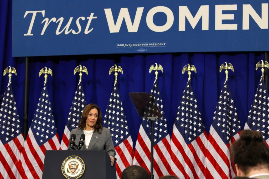 Vice president holds College Park abortion rights rally with all the trappings of a campaign event