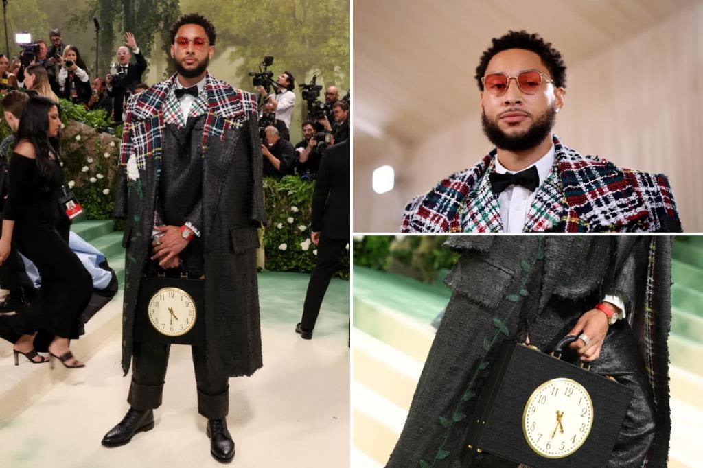 Nets’ Ben Simmons arrives at Met Gala 2024 in Thom Browne-designed look