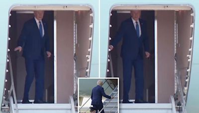 Biden wobbles at top of steps while boarding Air Force One ahead of Wisconsin trip