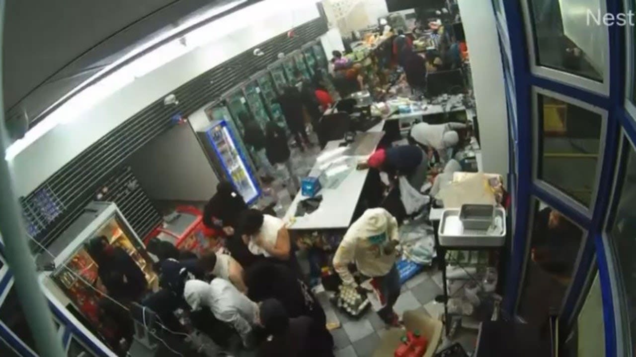 Mob ravages California mini-mart during flash robbery near airport, shocking video shows