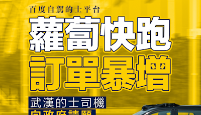 【無人駕駛】蘿蔔快跑訂單暴增 武漢的士司機向政府請願求「活路」