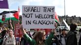 Soccer-Protesters rally outside Hampden Park before Israel women's match